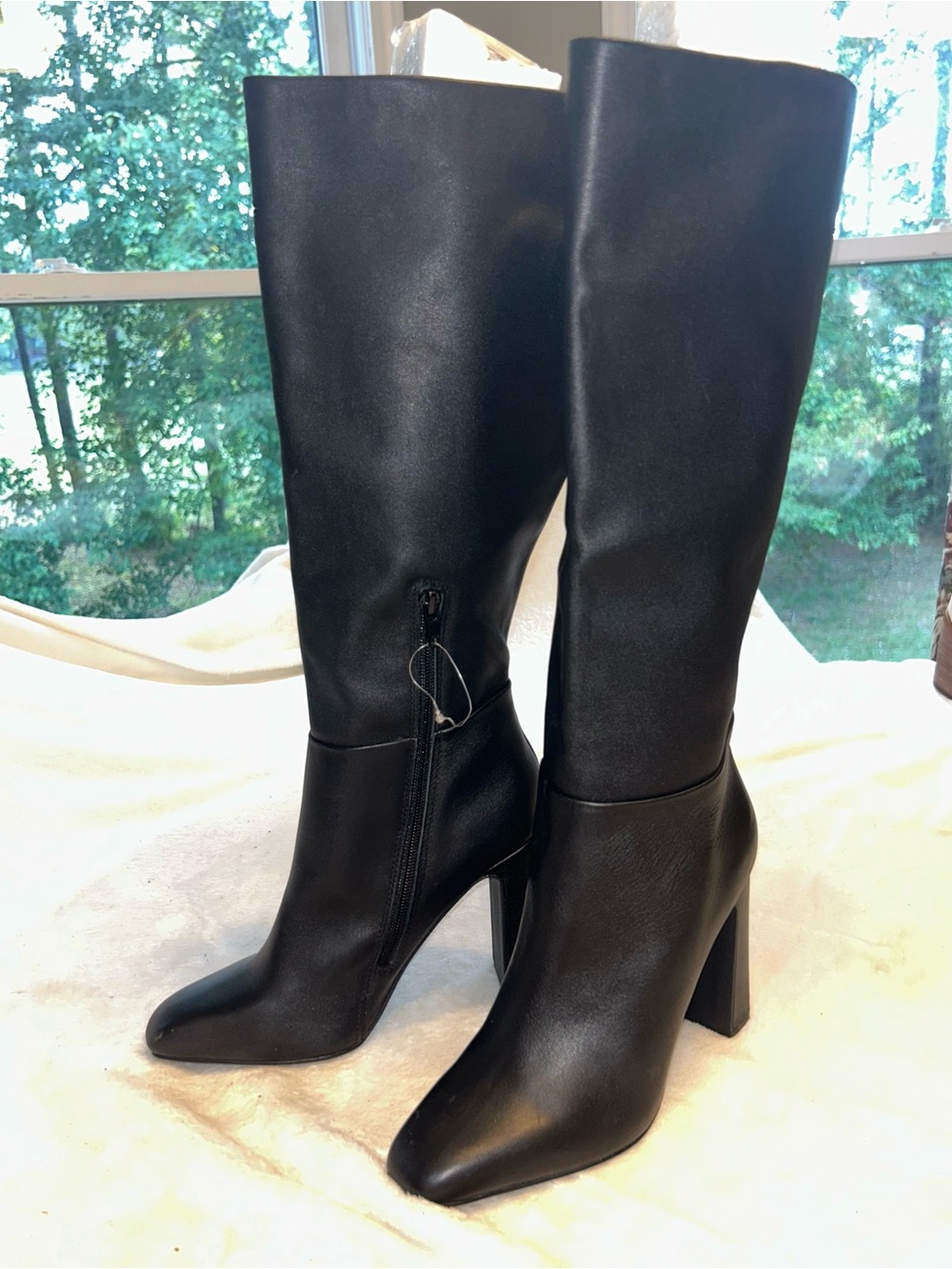 Steve Madden Black Tall Block-Heel Knee Boots